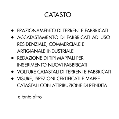 Lista servizi catasto Studio Tecnico Geometra Andrea Orrù